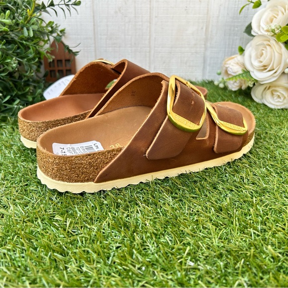 BIRKENSTOCK  Arizona big buckle Cognac by free people EU 38 US 7-7.5  NEW - Picture 7 of 16